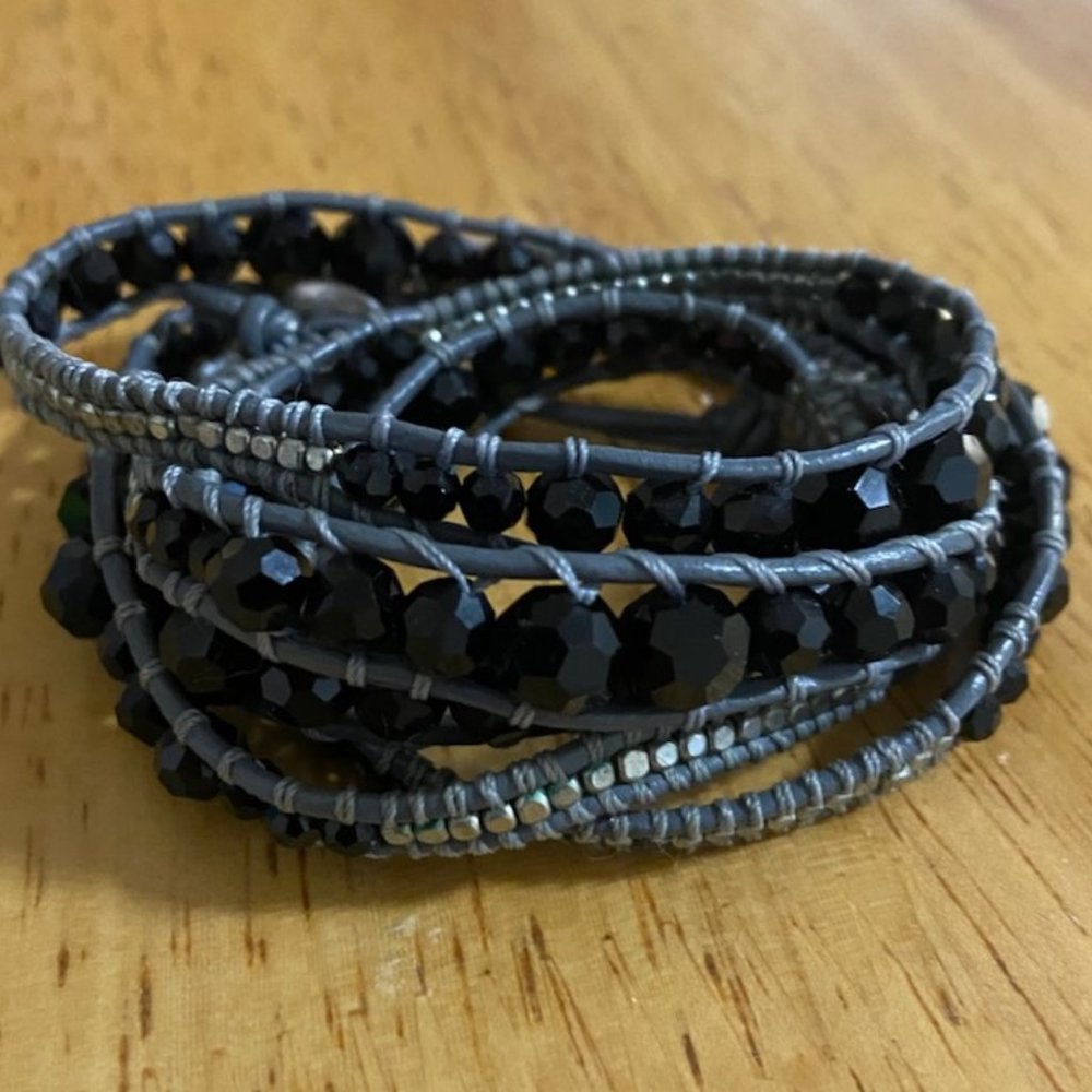 2/$10 Wrap Bracelet Black/Grey/Silver